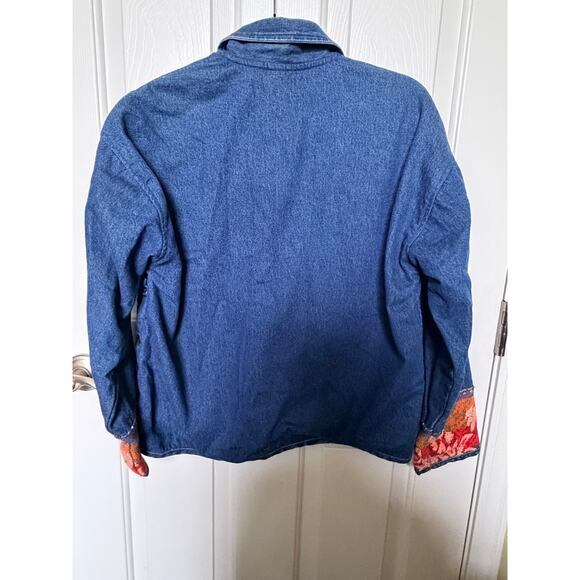 Karen Hart Patchwork Tapestry Denim Jacket Embroidered Mixed Boho vintage Coat - Picture 2 of 8